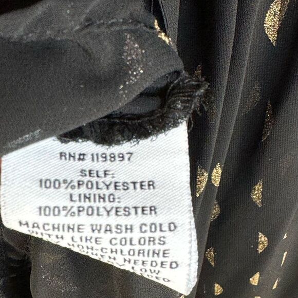 Collective Concepts Maternity Midi Dress Metallic Gold & Black Sheer A-Line M-L - Picture 9 of 13